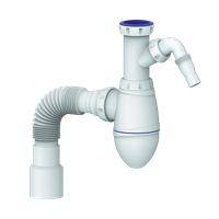 Сифон 1 1/2*40 А520V без выпуска, с носиком, с гофрой 40*40*50, с переход. 40*32 UNICORN 533258