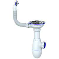 Сифон 3 1/2*40 B411 с круглым переливом  UNICORN (винт, шток, ручка - латунь) 533278