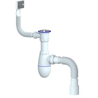 Сифон 1 1/2*40 B422 с прямоуг. переливом, с гофрой 40*40*50  UNICORN 534493