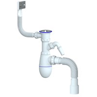 Сифон 1 1/2*40 В442V с прямоуг. переливом, с носиком, с гофрой 40*40*50 UNICORN 534499