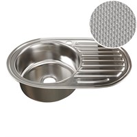 Мойка овал 77х50 (0,8) лев вып 3 1/2 MIXLINE 18см с сифоном ДЕКОР 532304