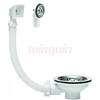 Выпуск для мойки с нерж.чашкой D90 мм с двумя переливами в комплекте (круглый и прямоугольный) 858036