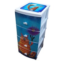 Комод ДЕКОР 4 ярус КОТ  белый В95*Ш38*Г47 536026