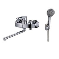 Смеситель для ванны и раковины 35к Казань КС 203253 L-нос мет флаж, мет шланг лейка 536221