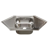 Мойка врез 95х50 (0,8) УГЛОВАЯ вып 3 1/2 MIXLINE 18см с сифоном 532313