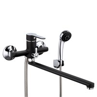 Смеситель для ванны и раковины 35к F2242 FRAP див корп (L-излив, черный/хром, латунь) 537594