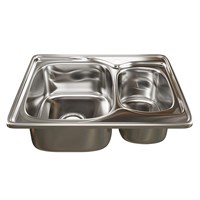 Мойка врез 63х50 (0,8) 2-х чаш вып 3 1/2 MIXLINE 18см с сифоном 538196