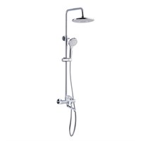 {{photo.Alt || photo.Description || 'Душевая система 35к F2441 FRAP лейка "Тропич. душ" (D230мм, пов. L-излив, белый/хром, латунь)'}}