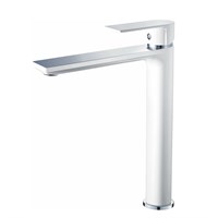 Смеситель для раковины 40к HB11505-8 HAIBA б/отв, высокий, п/шпильку, БЕЛЫЙ/ХРОМ 539095