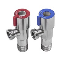 Комплект кранов угловых керамическая кран-букса 1/2'' - 1/2'' нар/нар нерж сталь AISI304, блистер 542483