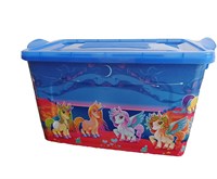 Контейнер д/хранения 35л темно-голубой Единорожки 543111