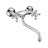 Смеситель для кухни настенный 1/2 кер CN4608 CRON нижний излив, КРЕСТ, ХРОМ 540668