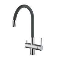 {{photo.Alt || photo.Description || 'Смеситель для кухни 35к G4398-30 GAPPO гибкий излив, с вых. для пит. фильтра, п/шпильку СЕРЫЙ-хром'}}