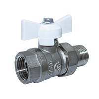 Кран шаровой со сгоном 1/2'' бабочка БЕЛАЯ 11б27п1 Стандарт 232 ГАЛЛОП никель PN 40 551995