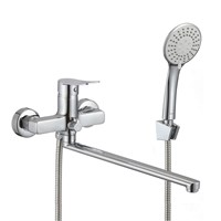 {{photo.Alt || photo.Description || 'Смеситель для ванны и раковины 35к Milardo DEMSB00M10 "Demi" с душ аксессуарами, излив 350мм,ХРОМ'}}