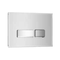Кнопка смыва WAVE E1 glass универсальная, БЕЛЫЙ/ХРОМ СТЕКЛО прямоугольная 552531