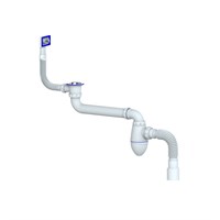 Сифон 1 1/2 AC22 со смещением, прямоугольный перелив, с гофрой 40*40/50 UNICORN 553591