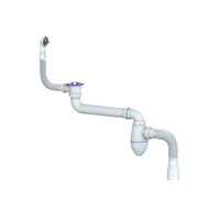 Сифон 1 1/2 AC23 со смещением, круглый перелив, с гофрой 40*40/50 UNICORN 553593