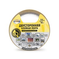 Лента двусторонняя клейкая на ПП основе AVIORA 50мм*10м прозрачная 547533