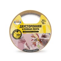Лента двусторонняя клейкая на ШБ основе AVIORA 50мм*10м белая 547532