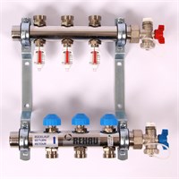 Колл.группа 1'х3/4' нерж 3 вых HKV-D с расходом и термостатич вентилями 876110