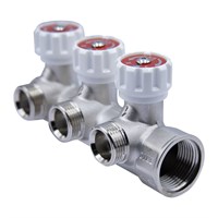 Коллектор 1''x3/4'' (евроконус) с регулировочными вентилями для подачи водоснабжения VALTEC (3 вых) 553112