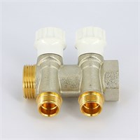 Коллектор НВ 1' 2x1/2' Н 38мм никелир. с вентилями 886642