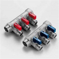 Коллектор НВ 1' 3х(1/2'х16) Н 36мм никелир. с кранами 870515