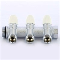 Коллектор НВ 1' 3х3/4'EK Н 50мм хромир. с вентилями 874093