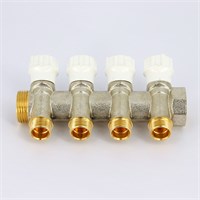 Коллектор НВ 1' 4x1/2' Н 38мм никелир. с вентилями 876438