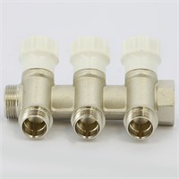 Коллектор НВ 3/4' 3x1/2' Н 38мм никелир. с вентилями 880323