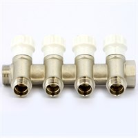 Коллектор НВ 3/4' 4x1/2' Н 38мм никелир. с вентилями 881397