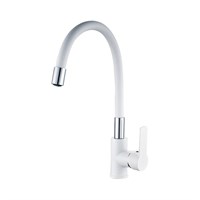 Смеситель для кухни 35к HB70113-8 HAIBA гибкий излив, б/отв боковая БЕЛЫЙ/ХРОМ 557366