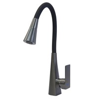 Смеситель для кухни 35к HB73823-3 HAIBA гибкий излив, б/отв боковая ЧЕРНЫЙ/ОРУЖ.СТАЛЬ 557396