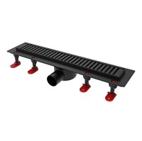 {{photo.Alt || photo.Description || 'Трап линейный ТП-55D-700 решетка из нерж. стали "Полосы"с гориз. вых.D50 мм рамка из пластика ЧЕРНЫЙ'}}