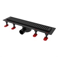 {{photo.Alt || photo.Description || 'Трап линейный ТП-55D-900 решетка из нерж. стали "Полосы"с гориз. вых.D50 мм рамка из пластика ЧЕРНЫЙ'}}