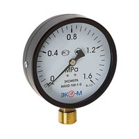 Манометр 100х1/2'' 16 бар МД02 (нижн радиал подкл, корпус сталь, минстекло) ЭКОМЕРА 557542