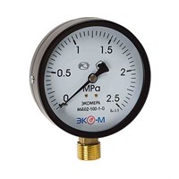 Манометр 100х1/2'' 25 бар МД02 (нижн радиал подкл, корпус сталь, минстекло) ЭКОМЕРА 557544