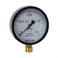 Манометр 100хМ20х1,5 16 бар МД02 (нижн радиал подкл, корпус сталь, минстекло) ЭКОМЕРА 557546