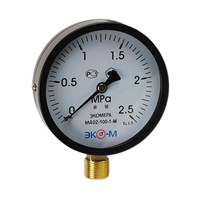 Манометр 100хМ20х1,5 25 бар МД02 (нижн радиал подкл, корпус сталь, минстекло) ЭКОМЕРА 557548