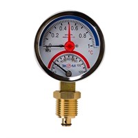 Термоманометр 63х1/4'' с переходником 1/2'' 120С 10 Бар МД04 (нижнее радиальное подкл.) ЭКОМЕРА 557557