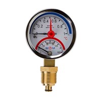 Термоманометр 63х1/4'' с переходником 1/2'' 160С 10 Бар МД04 (нижнее радиальное подкл.) ЭКОМЕРА 557559