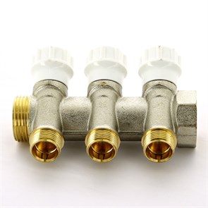 Коллектор НВ 1' 3x1/2' Н 38мм никелир. с вентилями 880736