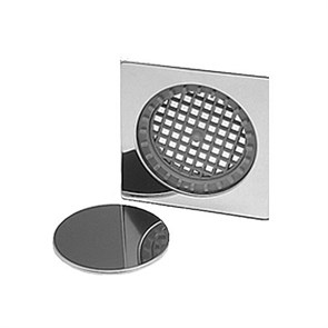 Насадка сливная (L150ммх150мм, полированная нержавейка) с декоративной заглушкой и решёткой; цвет-хр 875320