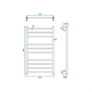 Полотенцесушитель Grota ESTRO 530х900NP, водяной, хром 874172