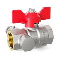 Кран шаровой Pride ВВ 1/2 44.15.В-В.С.Б с дренажем и воздухоотводчиком трехходовой латунь бабочка кр 866464