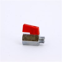 Кран шаровой мини НВ 1/4' флажок MINI красная ручка 860712