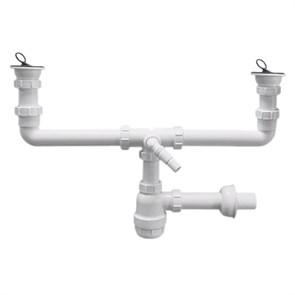 Сифон бутылочный для 2-х раковин с выпусками ( 1 1/2