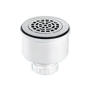 Сифон бутылочный для поддона с выпуском (H105мм; латунь выпуск/сливная решётка-дизайн 