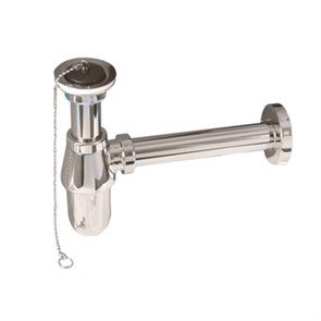 Сифон бутылочный латунный с выпуском (1 1/4